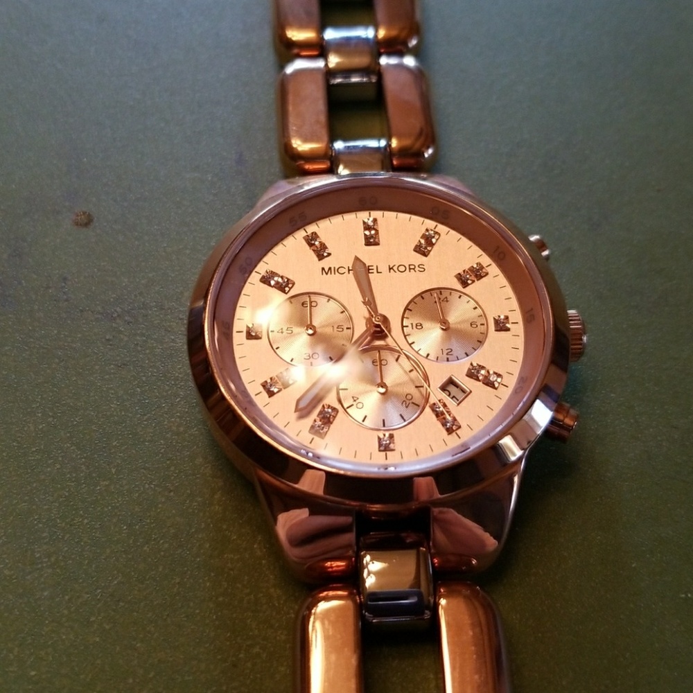 Michael Kors Rose Goldtone Bracelet Watch EUC